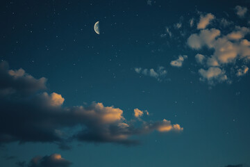 night sky with clouds and moon background