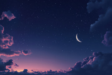 night sky with clouds and moon background