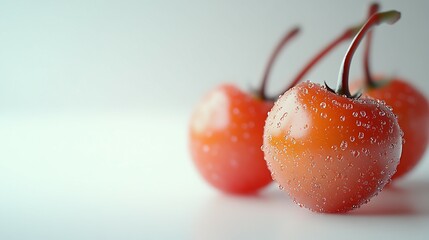 Red cherry tomatoes isolated on white background. Flat lay top view