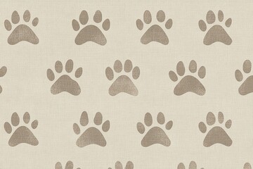 Fototapeta premium A seamless light brown paw print pattern on a gentle creamcolored background, designed to evoke warmth and tranquility, perfect for animal or petthemed textiles