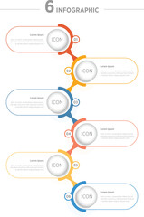 Modern Business vector infographic design template with icons and 6 options or steps. Can be used for process diagram, presentations, workflow layout, banner, flow chart, info graph