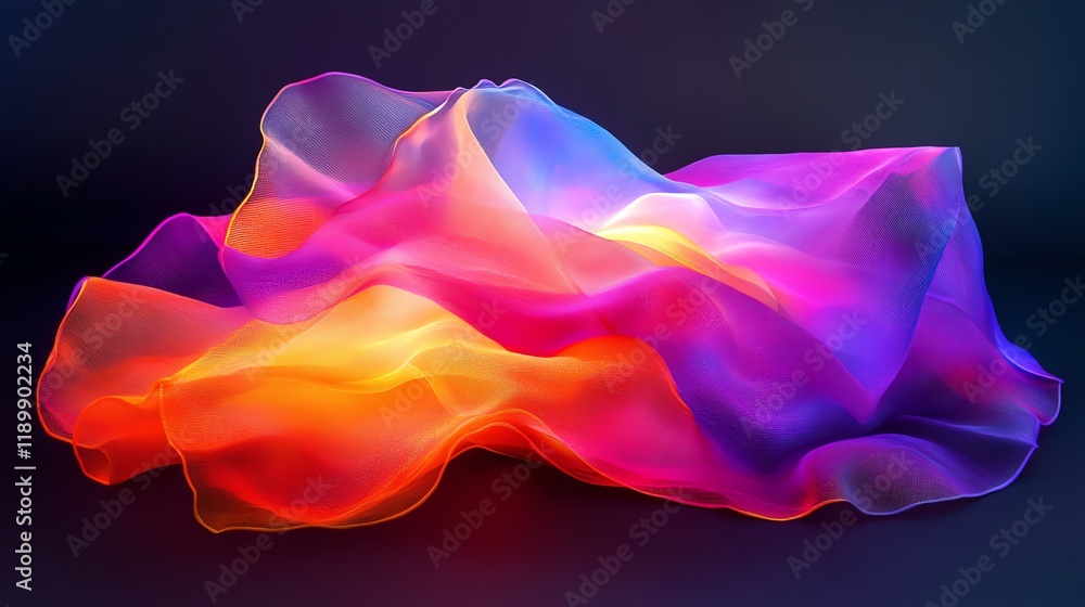 Poster colorful flowing abstract fabric creating a stunning visual display with layers of light and texture