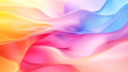 Colorful Abstract Waves Flowing Smoothly in Vibrant Hues of Pink, Yellow, and Blue