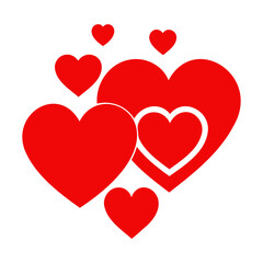 Happy Valentine's Day Red heart icons set Silhouette vector Isolated on transparent background