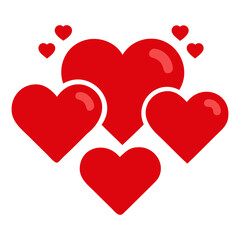 Happy Valentine's Day Red heart icons set Silhouette vector Isolated on transparent background