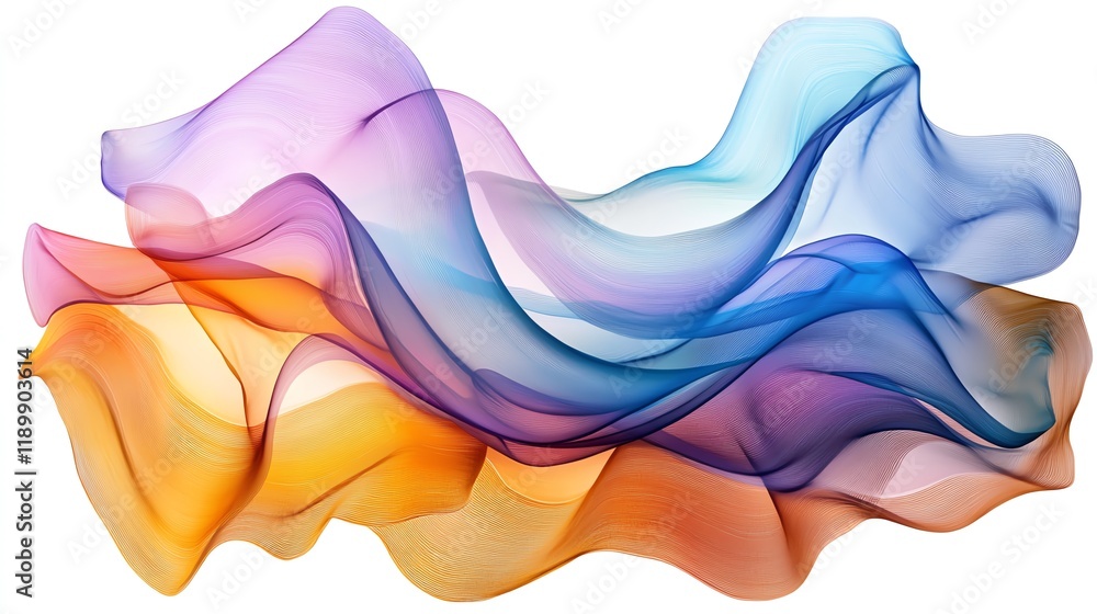 Poster colorful flowing abstract fabric waves creating a vibrant visual representation of movement and ener