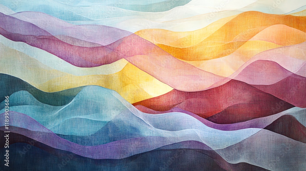 Aufkleber abstract waves of color creating a serene atmosphere in soft pastel shades