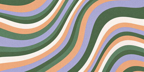 Retro vibrant color swirly, wayvy, curvy abstract background with grainy texture for a vintage or 70s-inspired nostalgic, playful, psychedelic vibe
