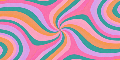 Retro vibrant color swirly, wayvy, curvy abstract background with grainy texture for a vintage or 70s-inspired nostalgic, playful, psychedelic vibe