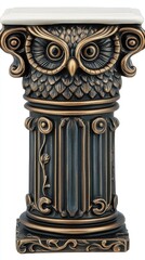 Naklejka premium Ornate Owl Sculpture on a Decorative Column for Home Decor or Art Display