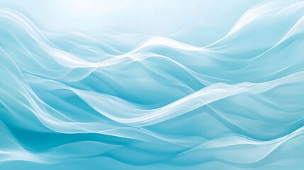 Fototapeta premium 74.A futuristic abstract design of undulating wave patterns stretching across a bright blue canvas. The soft, sinuous lines are highlighted with gentle gradients, creating a harmonious blend of light