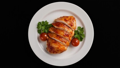 Roasted chicken with tomato, parsley and rosemary for lunch