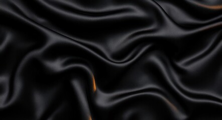 Fototapeta premium luxurious black silk fabric close-up texture with elegant drapery and soft satin finish