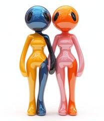 3D Illustration of Businessman Stanley and Businesswoman Emma on White Background