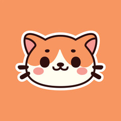Cheerful Orange Cat Face Illustration with Whimsical Charm