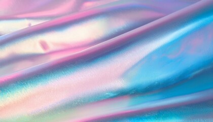パステルカラーの虹色に輝く艶のある波打つホログラムの背景素材,AIで生成