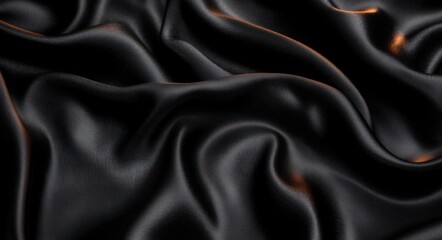 Fototapeta premium Luxurious Black Silk Fabric Close Up Texture Background