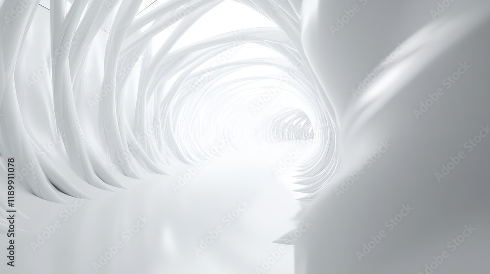 Poster 3d render of an abstract futuristic background with white lines and empty space