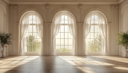 Bright Scandinavian Interior with White Walls and Wooden Floor