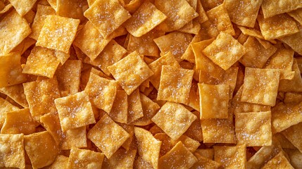 Close up of a pile of salty crackers as a background