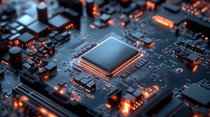 Closeup of electronic circuit board Technology concept