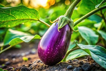 Springtime Eggplant Harvest: Vibrant Violet Aubergines in a French Garden