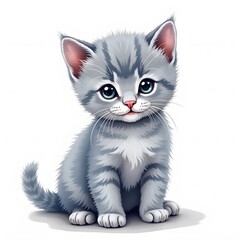 Fototapeta premium cute russian blue kitten watercolor art