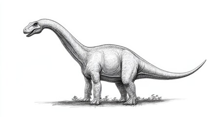 Fototapeta premium Realistic Illustration of a Herbivorous Dinosaur Standing on Ground