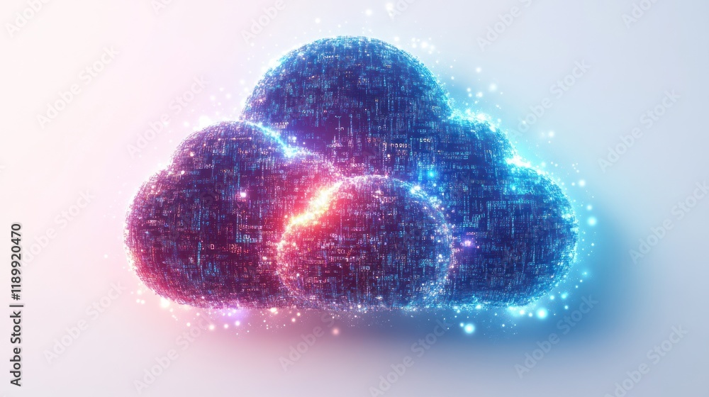 Poster abstract digital cloud computing concept.