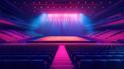 Obraz premium Empty arena with vibrant stage lighting.