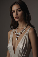Brunette woman model with high end jewelry 