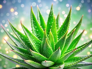 Fototapeta premium Aloe Vera Plant, Isolated White Background, Skincare Product Photography, Natural Remedy, Medicinal Plant