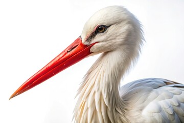 White Stork Isolated, Bird Photography, Animal Wildlife, Nature Background, High Resolution Image, Clean Background, Studio Shot, Avian Photography, Elegant Bird