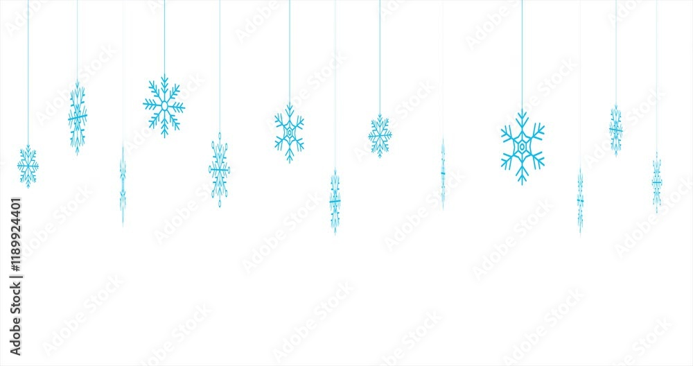 Poster winter background animation. blue snowflakes animation. abstract snowflake border. winter holidays t
