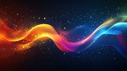 Obraz premium A vibrant abstract background with dash dot lines forming a wavy, fluid pattern, glowing neon hues and sharp contrasts for a modern digital aesthetic