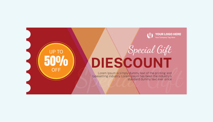 Special gift discount voucher illustration, Gift voucher template with colorful pattern, cute gift voucher certificate coupon design template