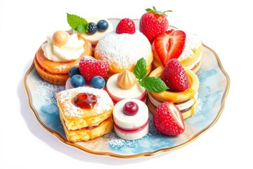Elegant assortment pastries desserts arranged