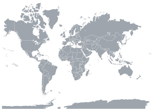 World map or mapa mundi on a white colored background