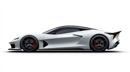 Obraz premium Sleek White Sports Car Profile with Modern Design and Sharp Lines