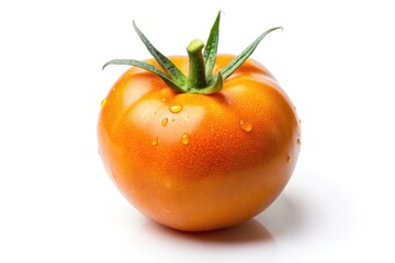Macro Tilt-Shift Orange Tomato, Isolated White Background, Miniature Food Photography, Closeup  Vegetable Image