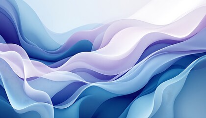 Obraz premium Serene Blue and Purple Abstract Wave Forms, A Calming Digital Painting