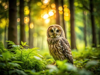 Majestic Owl Lush Forest Minimalist Photography - Bird Wildlife Nature Scene