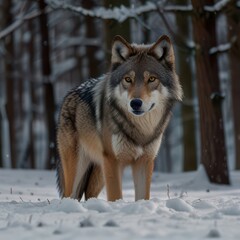 Fototapeta premium Dark silhouette hunter dense forest