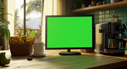 Green Screen Monitor in Kitchen Setting