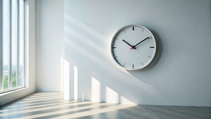 Minimalist White Clock Drone Photography - Modern Design Timepiece Aerial View