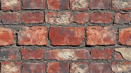 Fototapeta premium Old red brick wall background, seamless texture of old bricks, brickwork pattern for architectural design or decorative elements