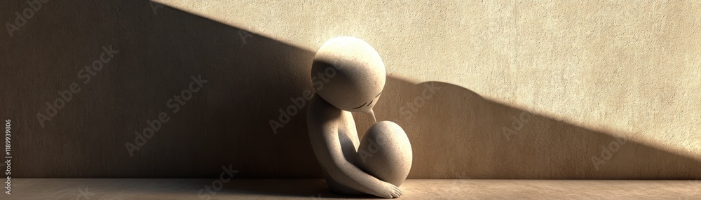 Poster contemplative figure in soft light and shadow a study of emotion and reflection