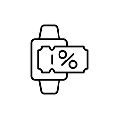 Online voucher outline icons, minimalist vector illustration ,simple transparent graphic element .Isolated on white background