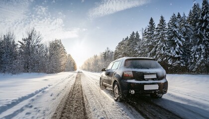 Obraz premium 冬用タイヤで雪道を走る車のイメージ画像3