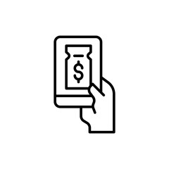 Online voucher outline icons, minimalist vector illustration ,simple transparent graphic element .Isolated on white background